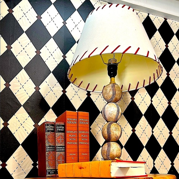Vintage Baseball Table Lamp with Red Stitch Shade – Americana Sports Decor - Picture 11 of 15